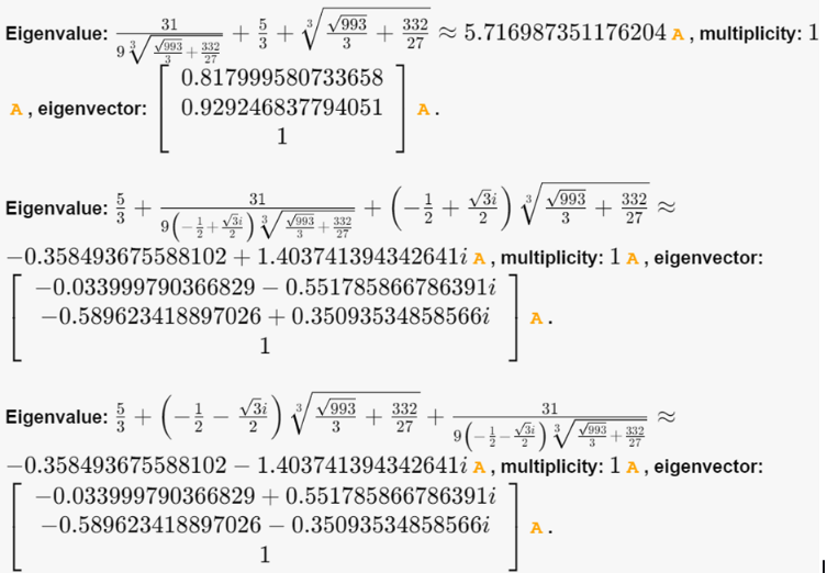 An images suggesting the solution for calculating the eigen value of and eigen vector of 3*3 matrices.
