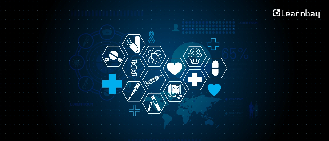 An image shows the use of healthcare using real-world application of data science.