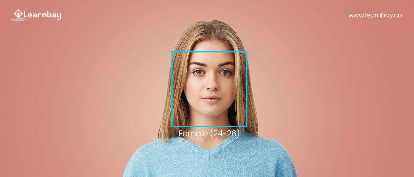 A photo shows the face of a girl detected using data science showing an exact gender and age.