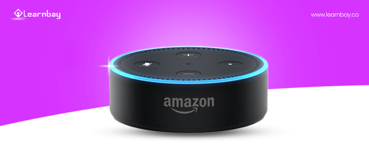 An amazon alexa eco dot 2nd gen device controlled by alexa voice services (AVS)