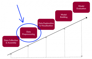 An image of a preprocessing procedure that includes the sequental steps as follows: -
Data collection & Assembly
Data processing 
Data Exploration & Visualization
Model Building
Model Evaluation
