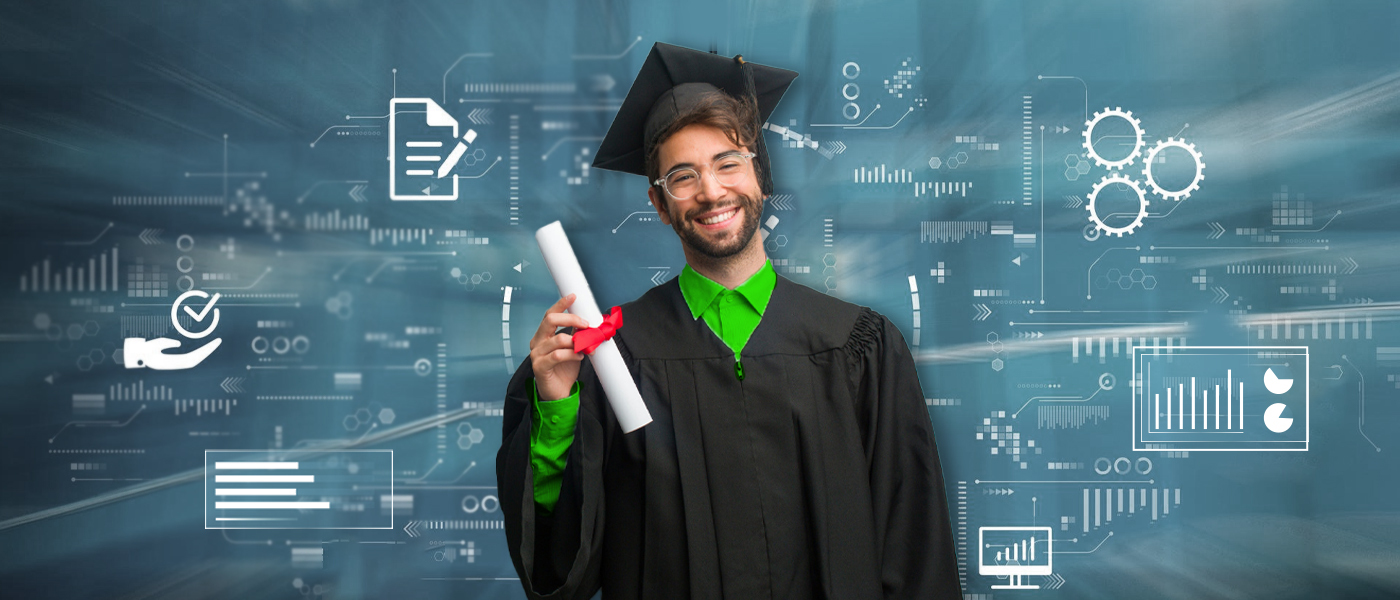 A data science enthusiast is holding a certificate after completing an online data science course successfully