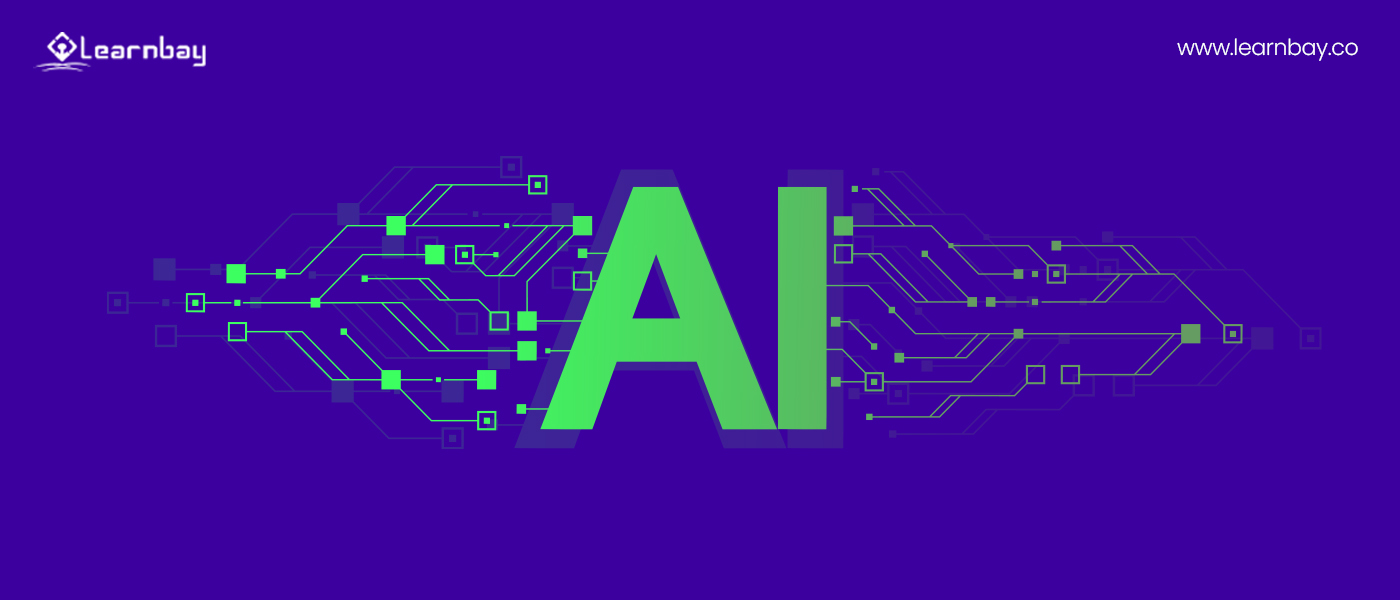 A word art of the text 'AI' combined with circuit networking blockchain.