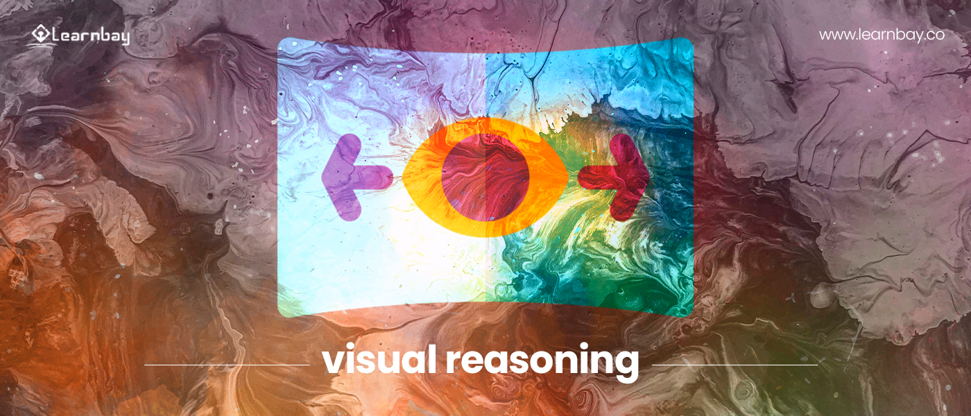 An abstract image divided into two halves suggest  visual reasoning with zero short which helps in creating images with small description.