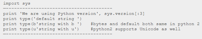 A snippet shows the code for Unicode strings using Python 2.