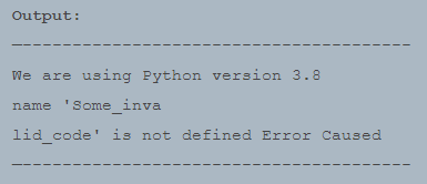 A snippet shows output based on Python 3 for error handling