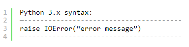 A snippet shows a code based on Raising exception using Python 3.