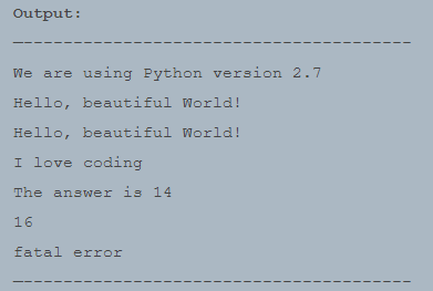 A snippet shows a code based on the Python 2 output for print function.