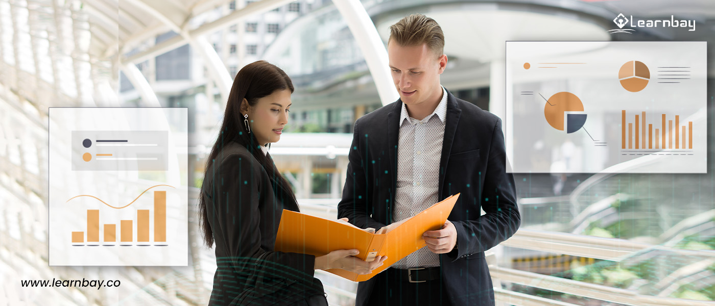 A data science intern is busy discussing different data sets with her supervisor.