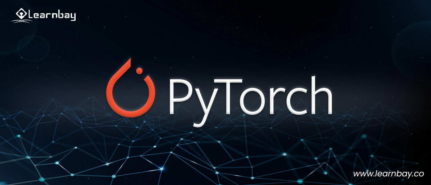 A logo of PyTorch library.