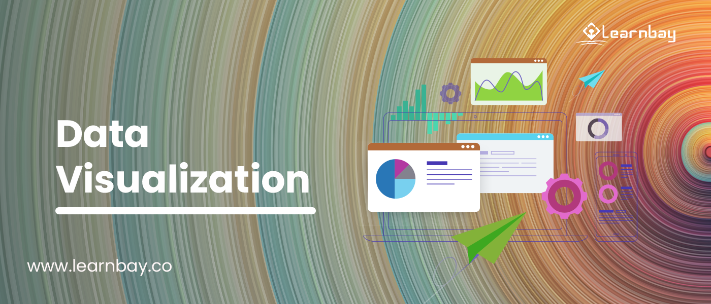 An abstract image depicts the use of data visualization in various data science applications.