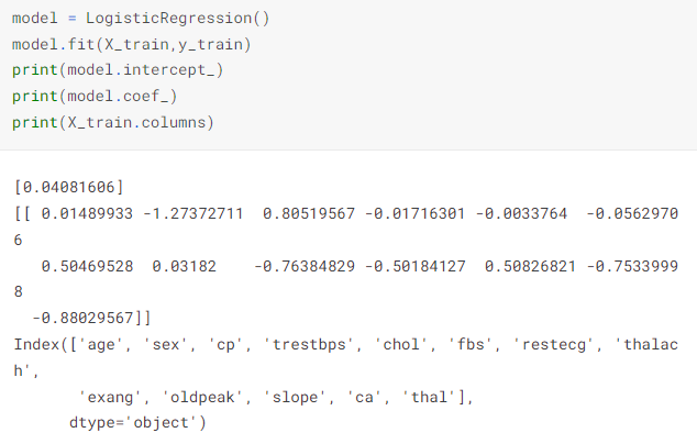 A code shows a logistic regression model for diabetic patients to predict accuracy.