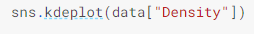 A screenshot show the code for plotting the density graph.