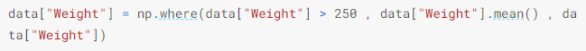 A code for weight detection to remove the outliers after preprocessing.